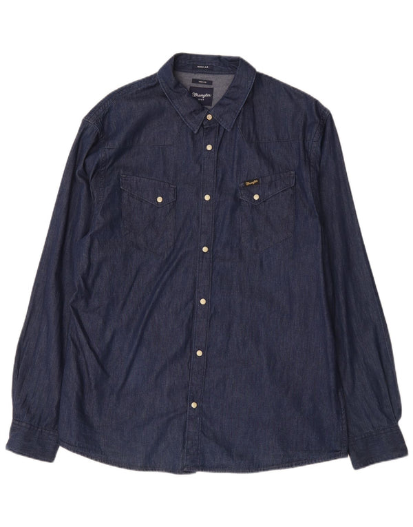 Wrangler Herren-Jeanshemd mit normaler Passform, XL, marineblau, Baumwolle