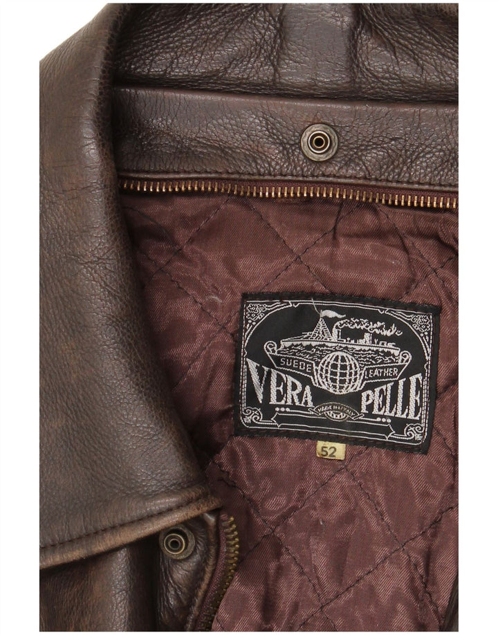 Vintage Herren Lederjacke IT 52 XL Braunes Leder