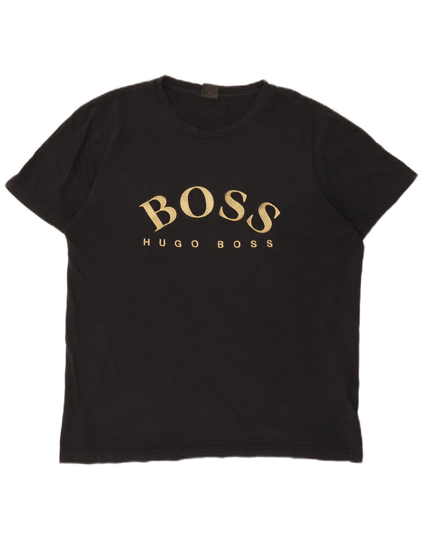 Hugo Boss Herren-T-Shirt mit Grafik, groß, aus schwarzer Baumwolle