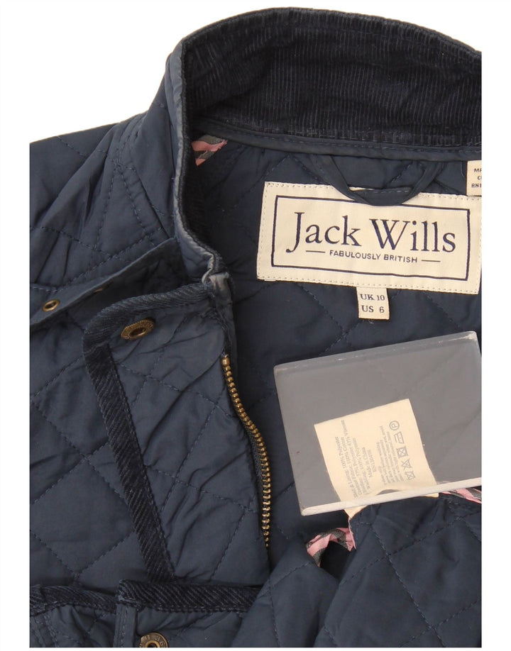 Jack Wills Damen Steppjacke UK 10 Small Marineblau Polyester