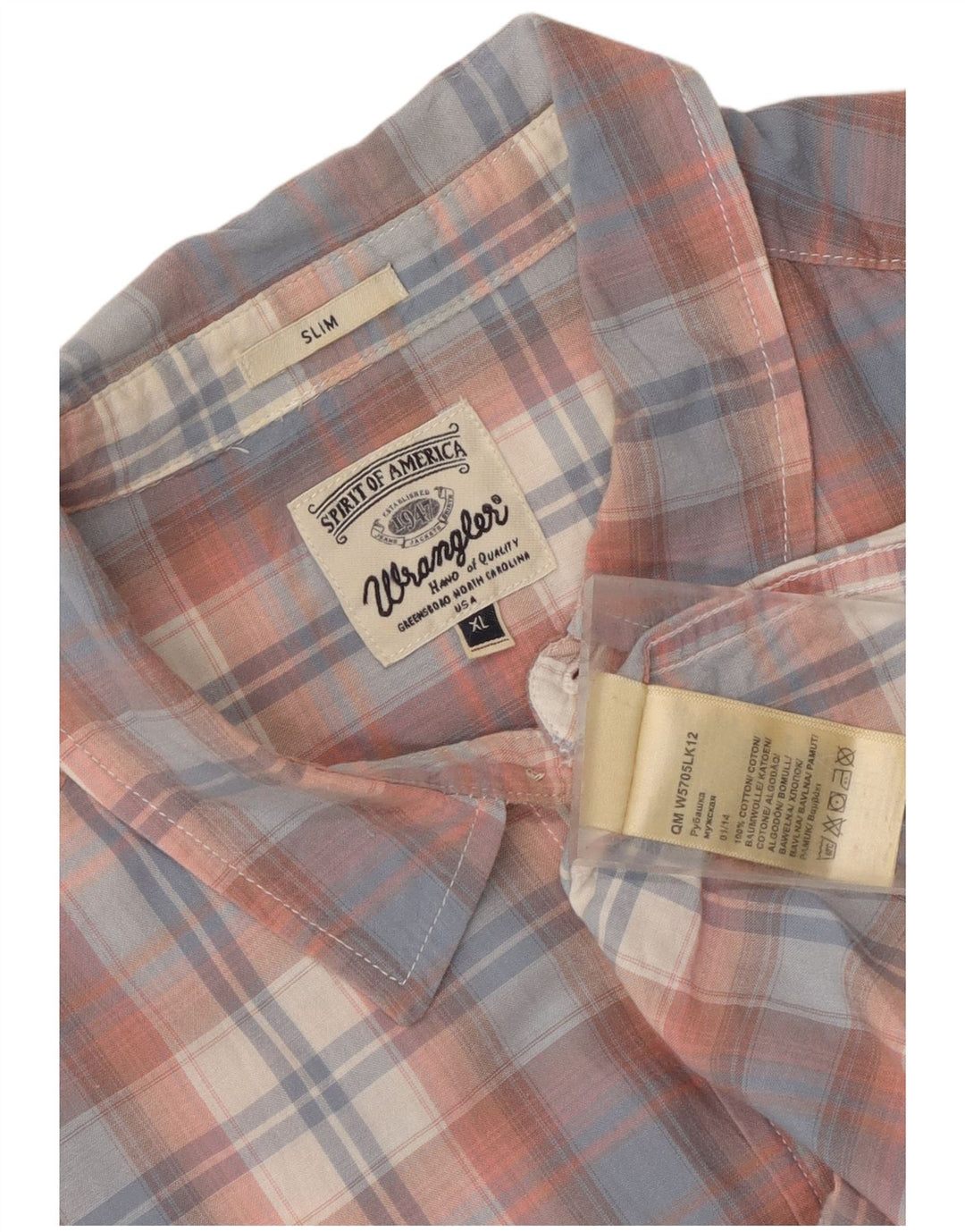 Wrangler Herren-Kurzarm-Slim-Hemd XL, blau kariert, Baumwolle
