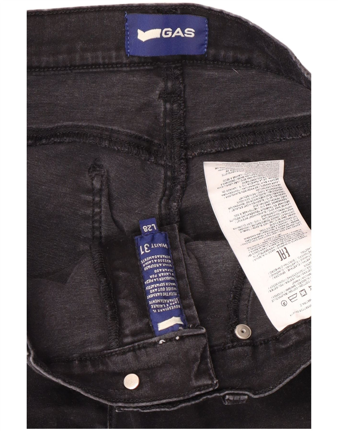 Gas Damen Slim Jeans W31 L28 Schwarze Baumwolle