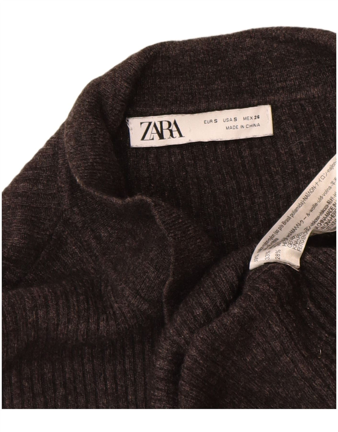 Zara Damen Crop Cardigan Pullover UK 10 Small Graues Nylon