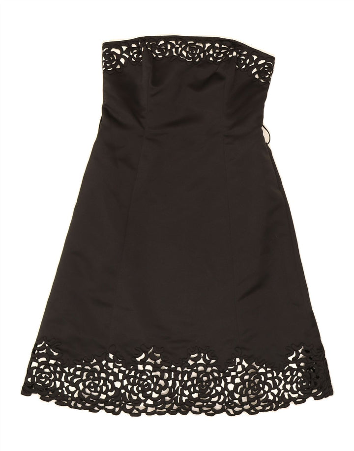 DEBUT Womens Strapless Dress UK 12 Medium  Black Floral Vintage Debut and Second-Hand Debut from Messina Hembry 