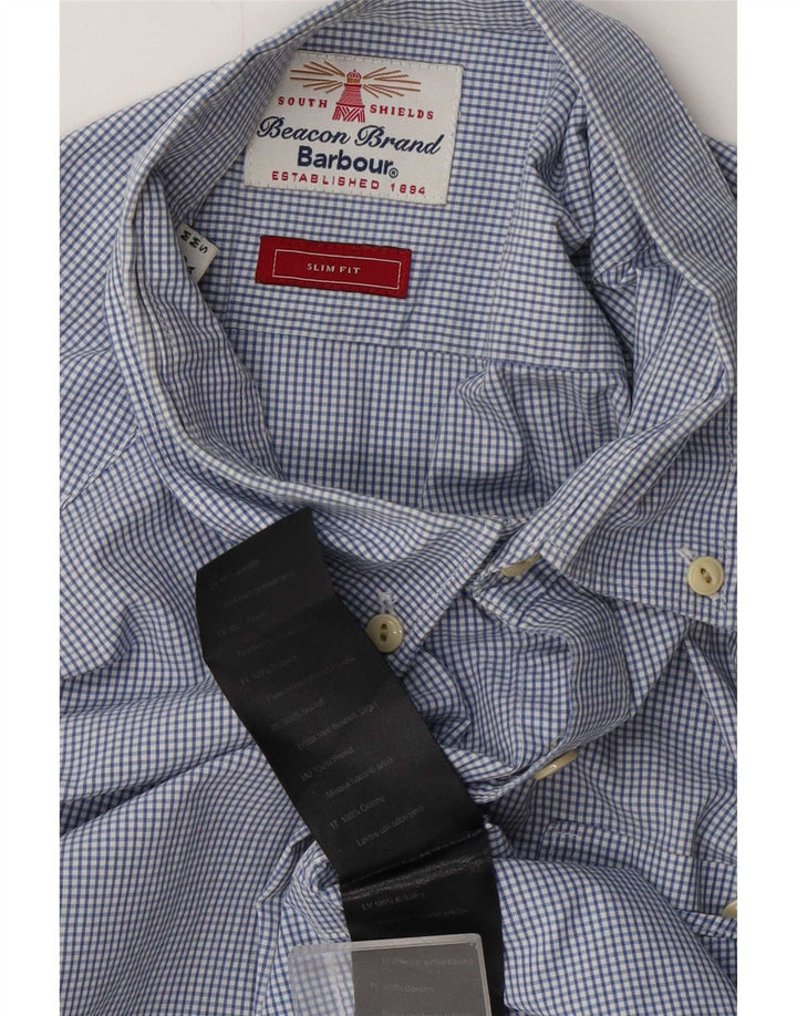 Barbour Slim-Fit-Hemd für Herren aus mittelblauer Gingham-Baumwolle