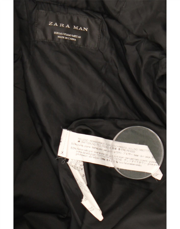 Zara Herren-Mantel mit Kapuze, gepolstert, UK 38, Mittelschwarz, Polyester