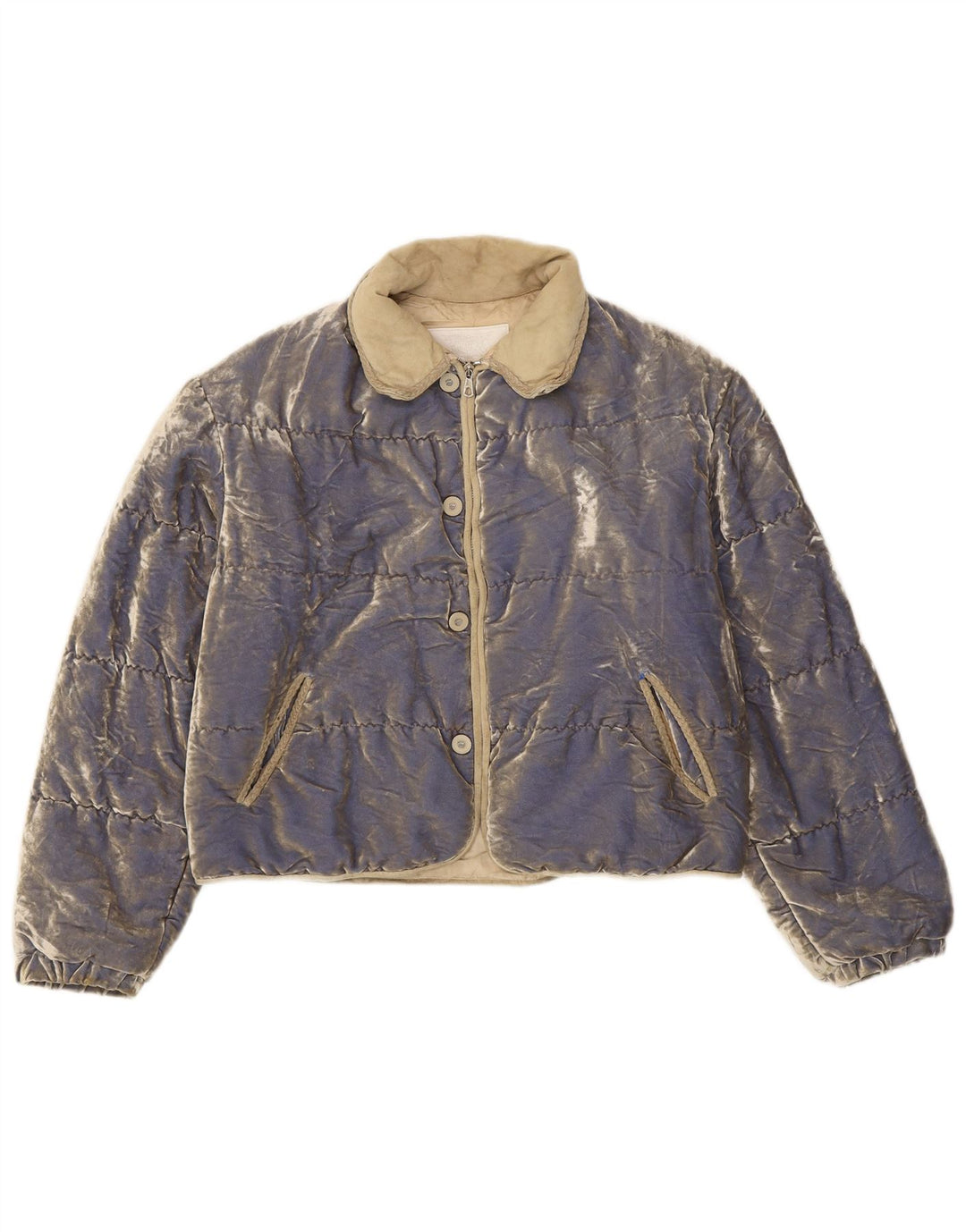 Cipriani Damen Samt wattierte Jacke IT 42 Mittelblau