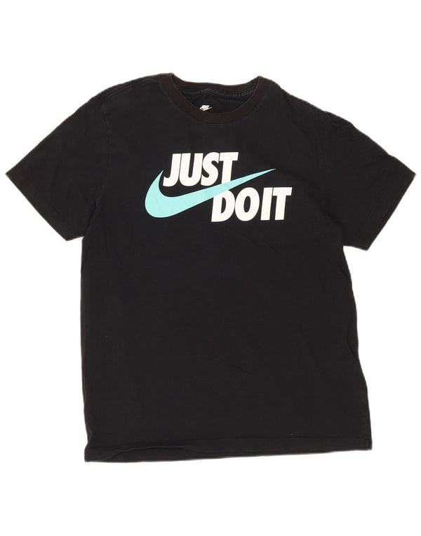 Nike Damen Grafik T-Shirt Top UK 14 Large Schwarz Baumwolle