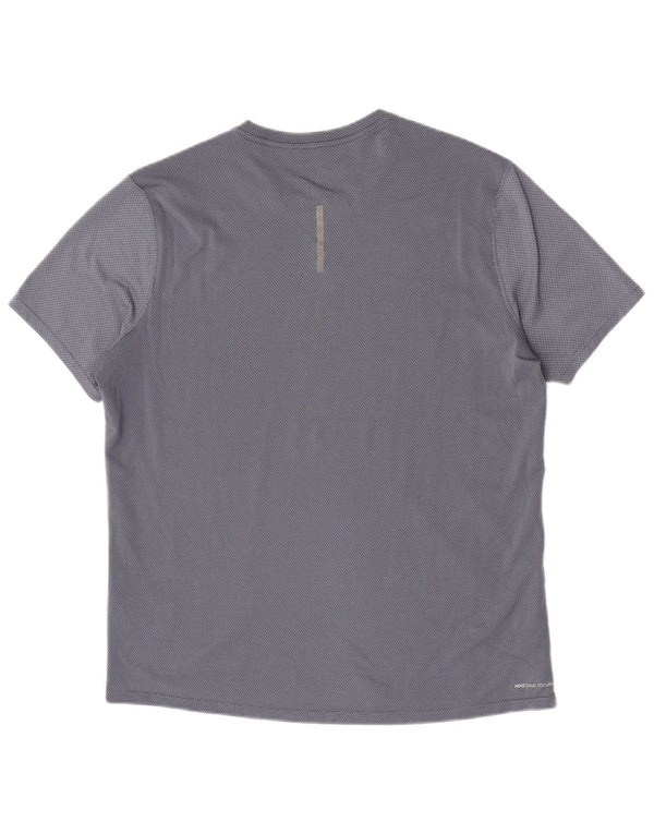 Nike Herren-T-Shirt mit kurzen Ärmeln, groß, blau geflecktes Polyester