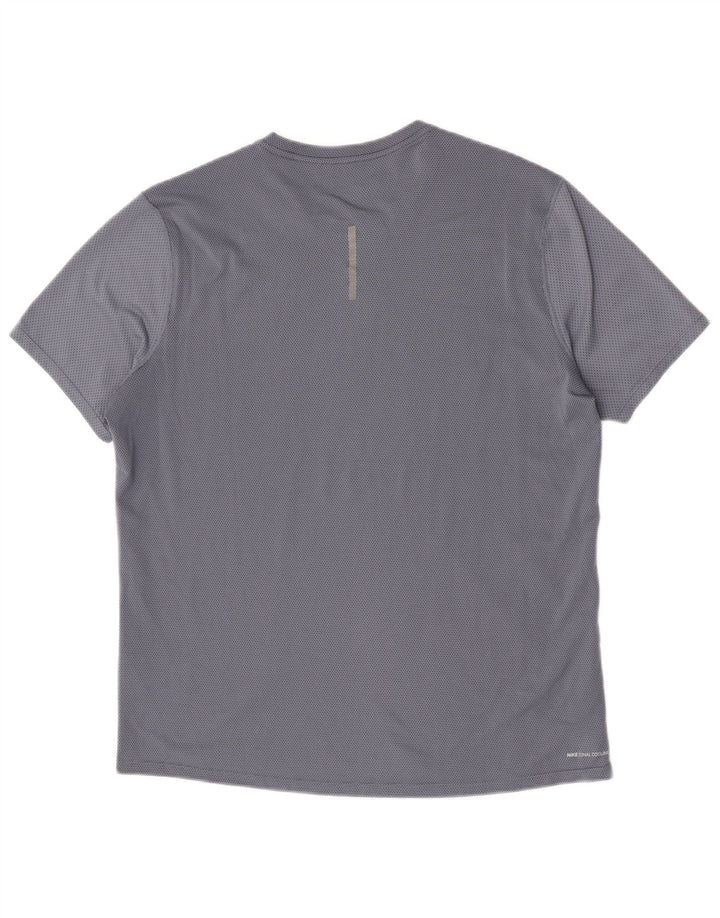 Nike Herren-T-Shirt mit kurzen Ärmeln, groß, blau geflecktes Polyester