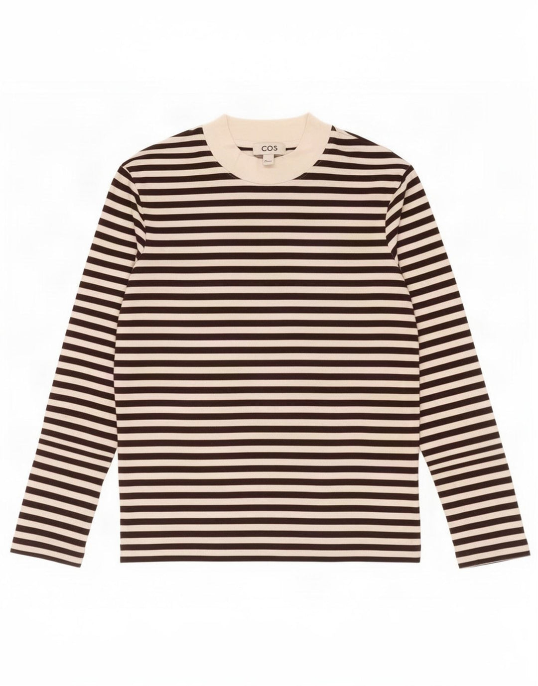 Cos Damen-Oversize-Oberteil, langärmelig, Gr. 10, Größe S, schwarz, gestreift, Baumwolle