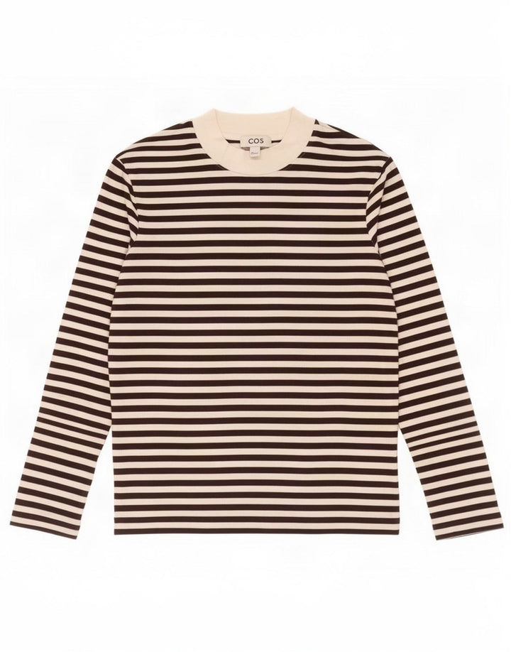 Cos Damen-Oversize-Oberteil, langärmelig, Gr. 10, Größe S, schwarz, gestreift, Baumwolle
