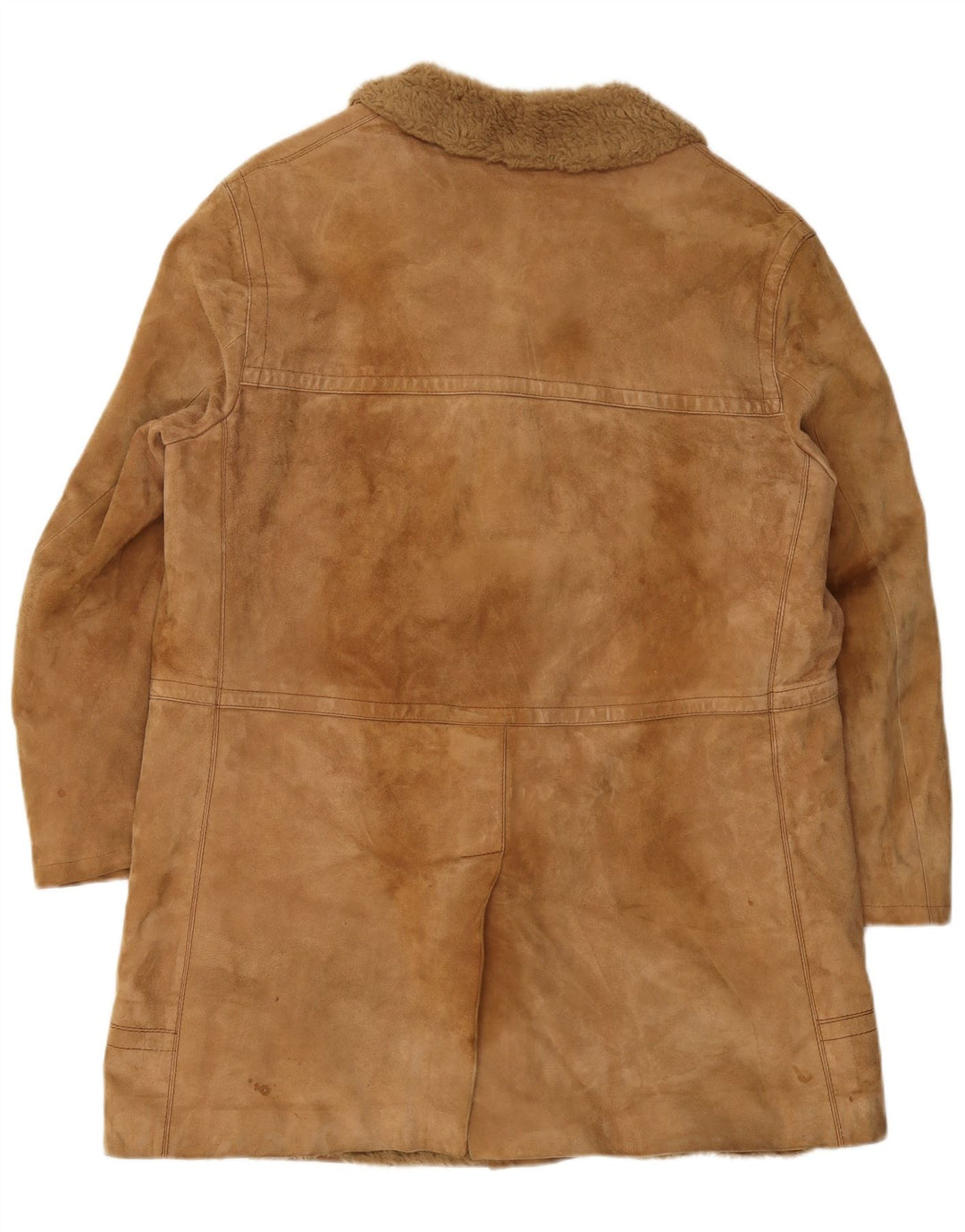 VINTAGE Herren Shearling Overcoat UK 38 Mittelbraunes Leder