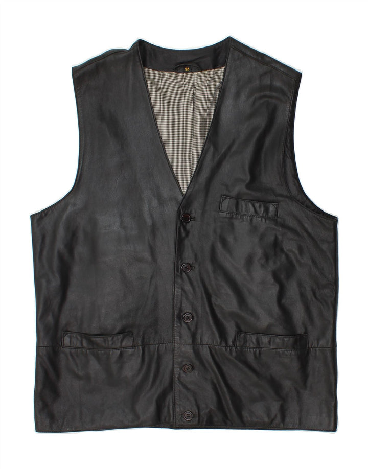 TRAPPER Womens Leather Gilet IT 52 2XL Black Leather Vintage Trapper and Second-Hand Trapper from Messina Hembry 