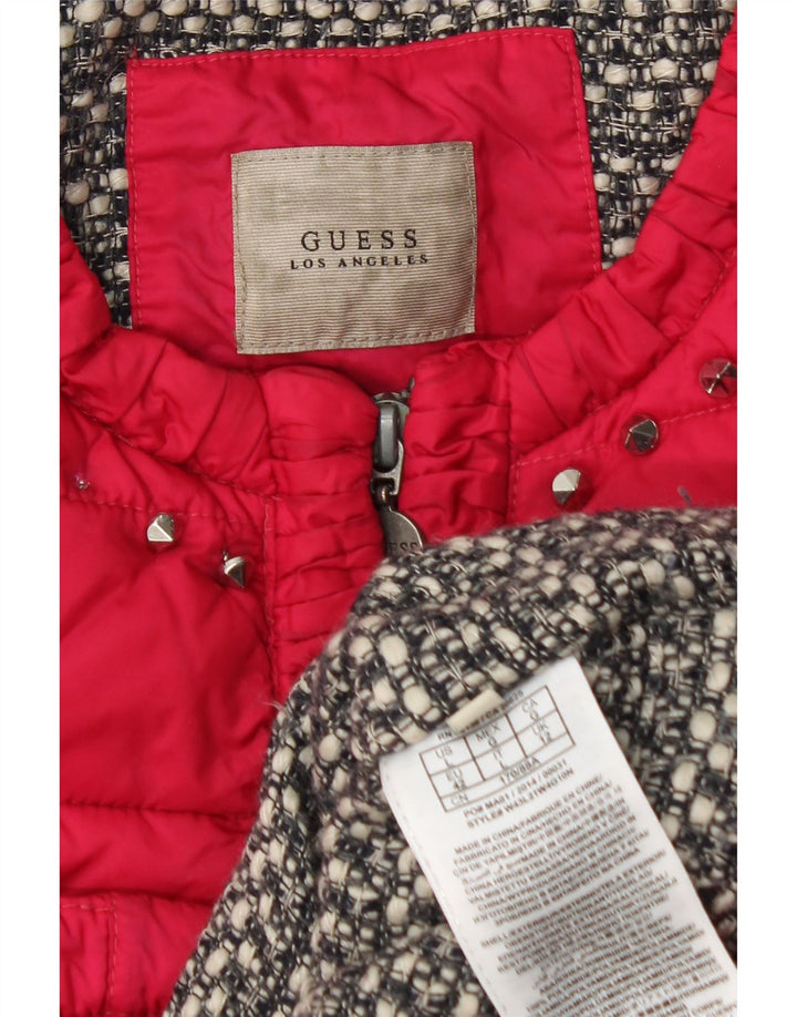 GUESS Damen Wattierte Jacke UK 12 Mittelrosa Polyamid