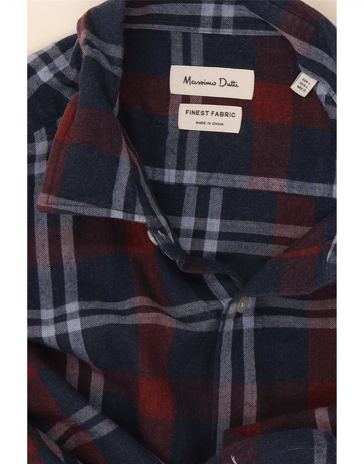 Massimo Dutti Herrenhemd, groß, marineblau kariert
