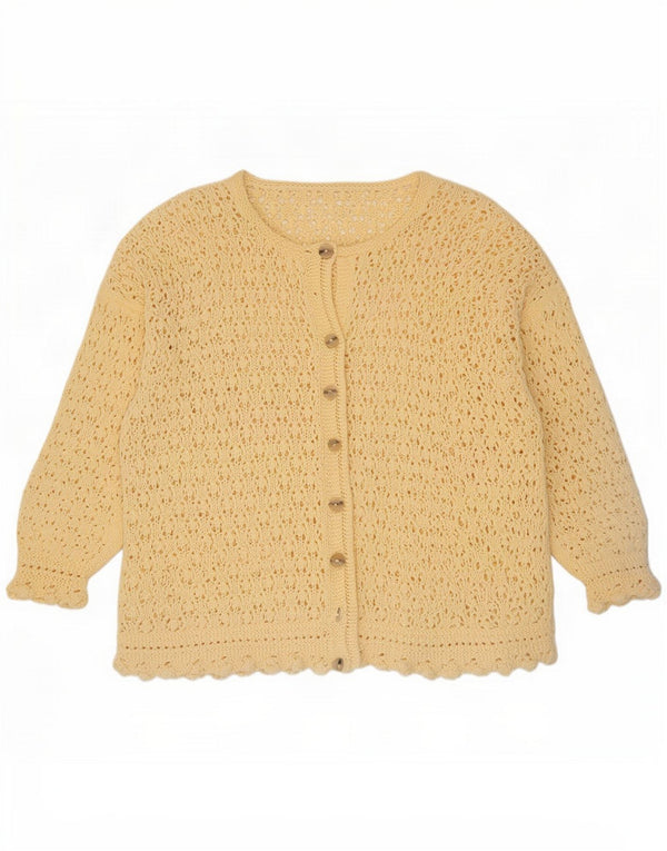 Vintage Damen Häkel-Cardigan-Pullover UK 14 Large Gelb