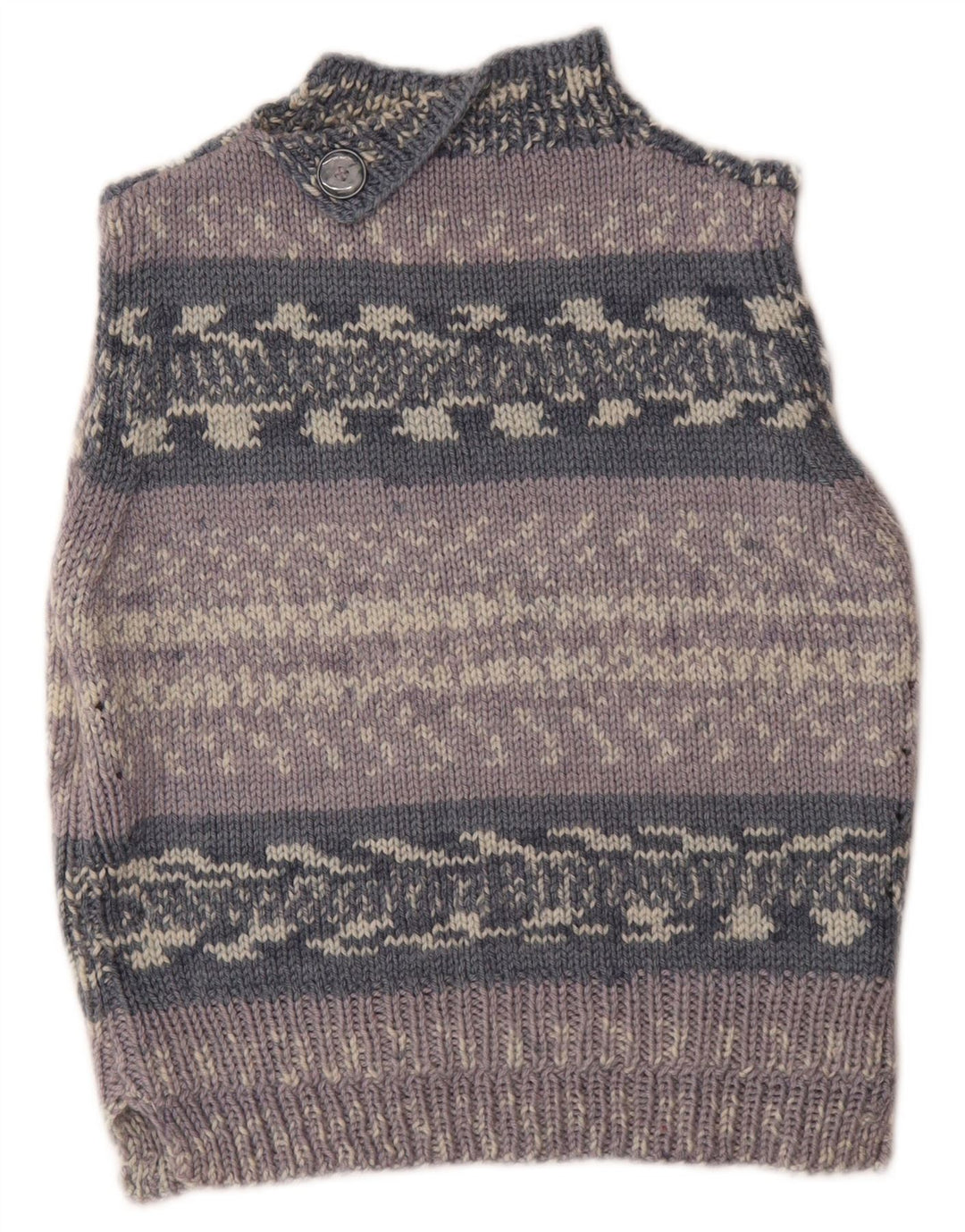 Vintage Damen Weste Tank Top UK 14 Mittelgrau gestreift