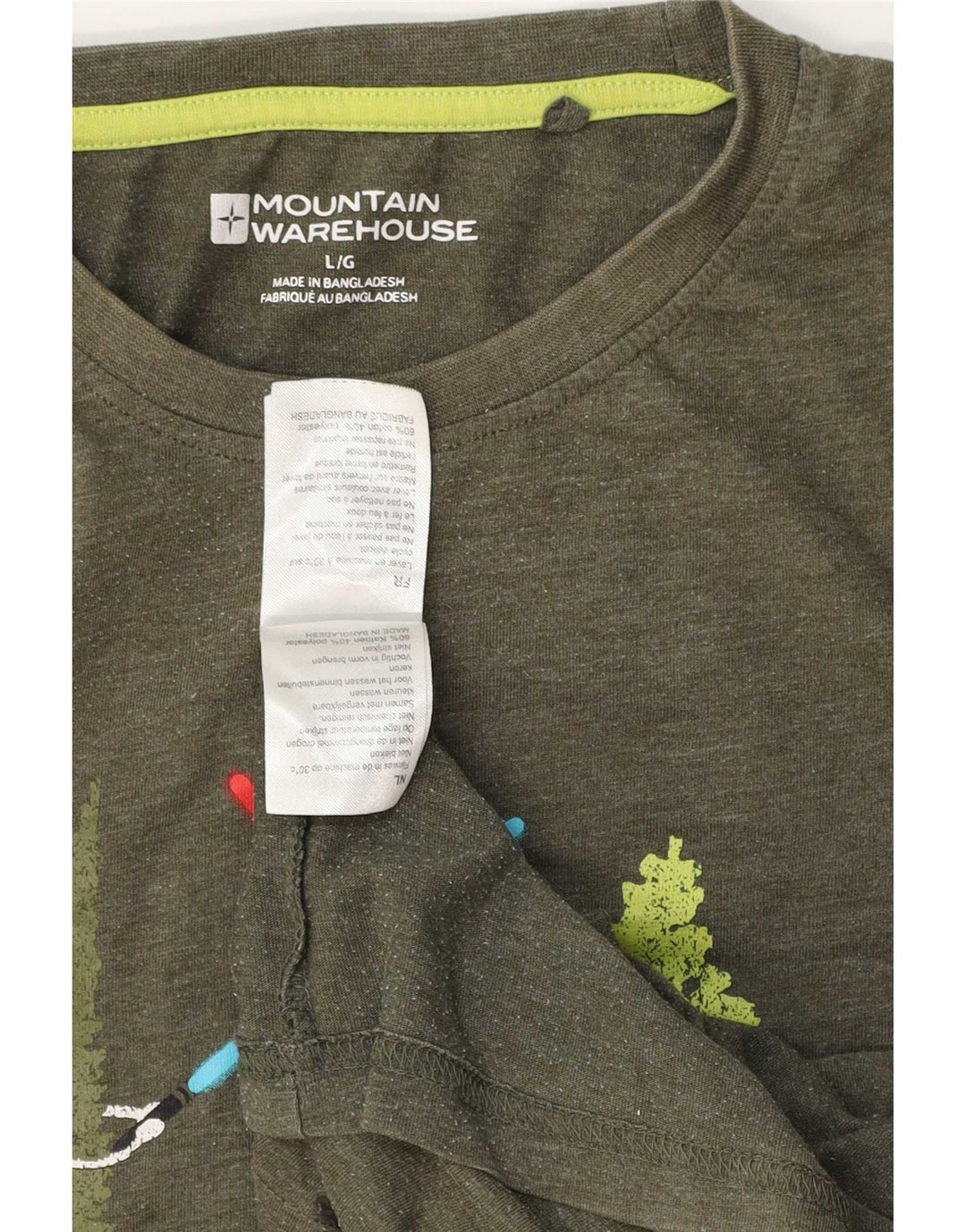 Mountain Warehouse Herren-T-Shirt mit Grafik, Größe L, aus grüner Baumwolle