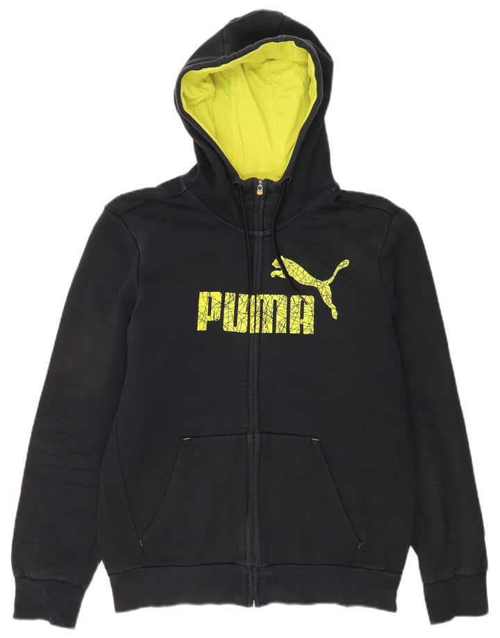 Puma Herren-Kapuzenpullover mit grafischem Reißverschluss, Größe S, schwarze Baumwolle