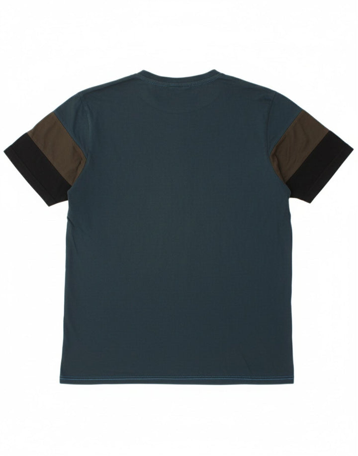 ELLESSE Mens Graphic T-Shirt Top Medium Green Colourblock