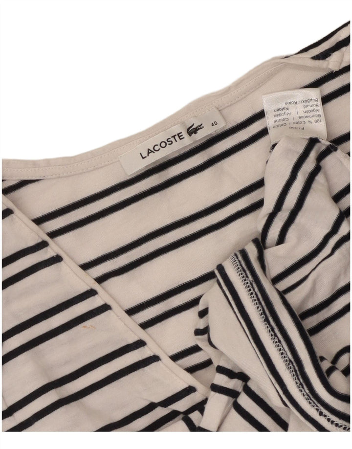 Lacoste Damen T-Shirt Top Größe 40 Mittelweiß gestreifte Baumwolle