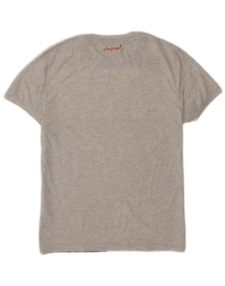 Desigual Herren Grafik-T-Shirt-Oberteil, große graue Baumwolle