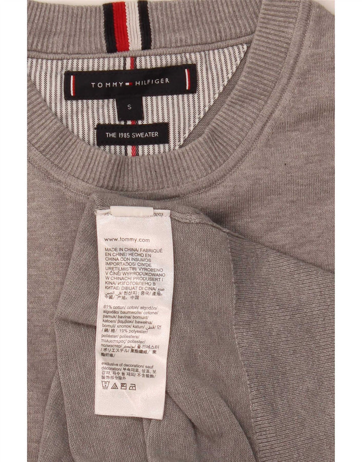 Tommy Hilfiger Herren-Pullover mit Rundhalsausschnitt, Größe S, graue Baumwolle