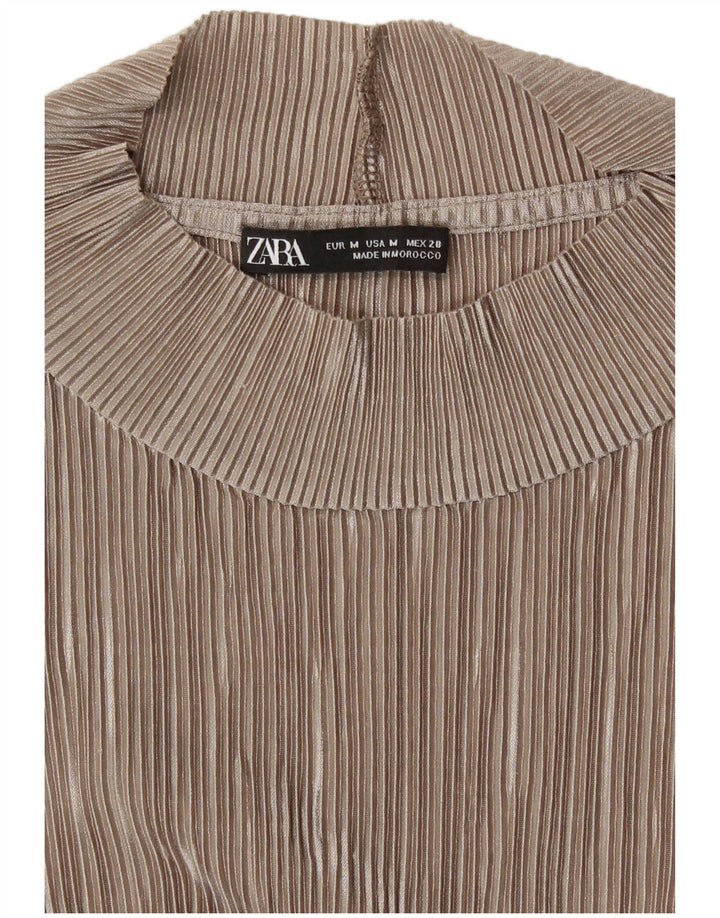 Zara Damen Bluse Top UK 14 Medium Beige