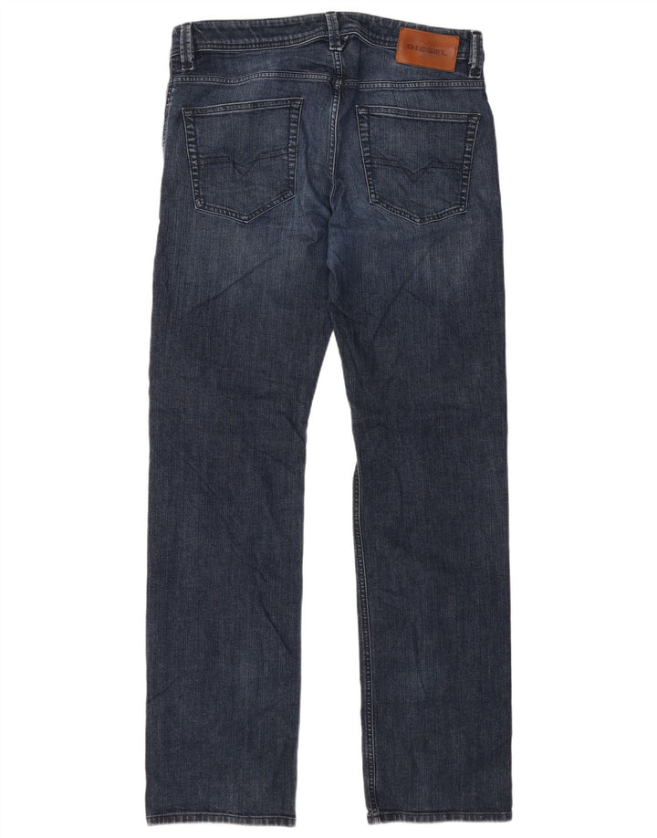 DIESEL Damen Straight Jeans W34 L34 Marineblaue Baumwolle