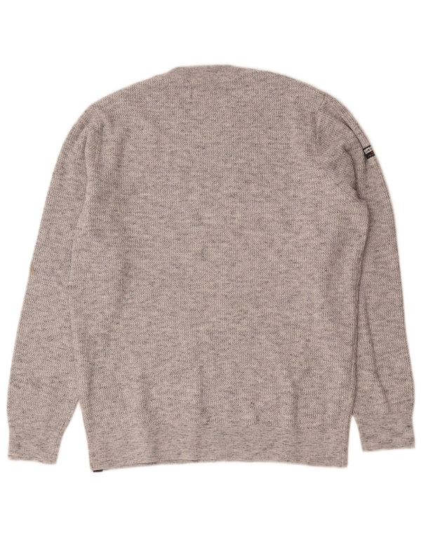 Superdry Herren-Pullover mit Rundhalsausschnitt, XL, grau gefleckte Baumwolle