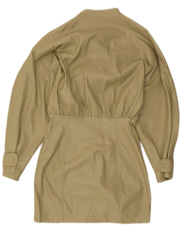 Zara Damen-Oversize-Hemdkleid aus Kunstleder, Gr. 10, Small Khaki
