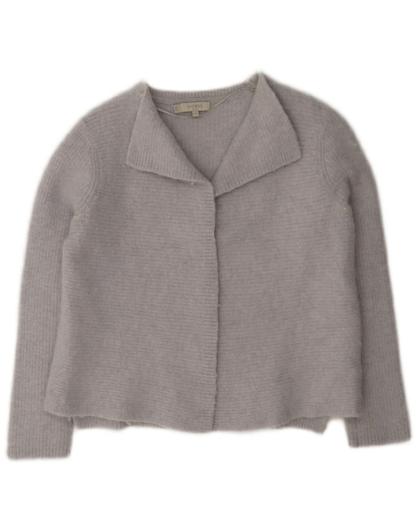 Hobbs Damen Crop Open Cardigan Pullover UK 12 Mittelblaue Wolle