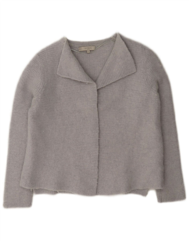 Hobbs Damen Crop Open Cardigan Pullover UK 12 Mittelblaue Wolle