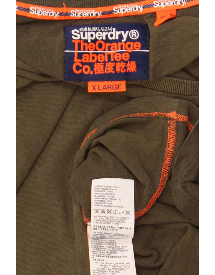 Superdry Herren T-Shirt Top XL Khaki Baumwolle