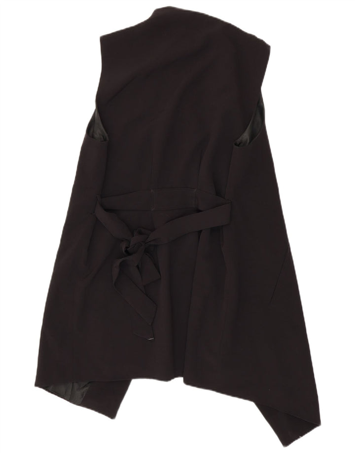 Zara Damen Longline ärmellose offene Blazerjacke UK 16 Large Schwarz