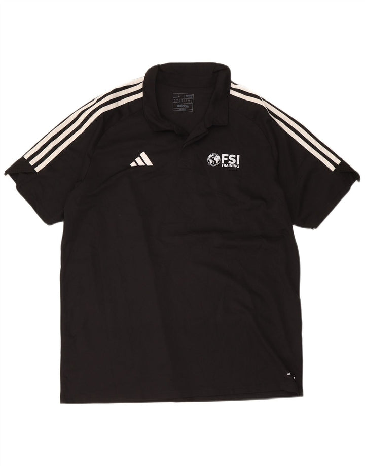 Adidas Herren Aeroready Graphic Regular Fit Poloshirt Großes schwarzes Polyester