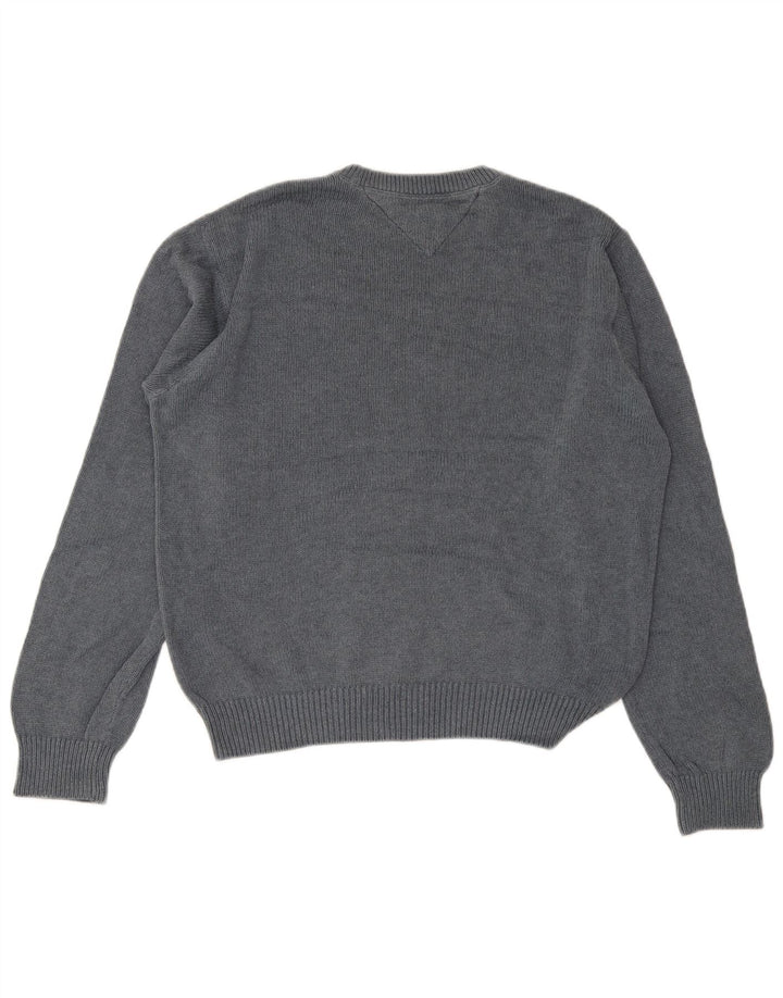 Tommy Hilfiger Herren-Pullover mit Rundhalsausschnitt, mittelgraue Baumwolle