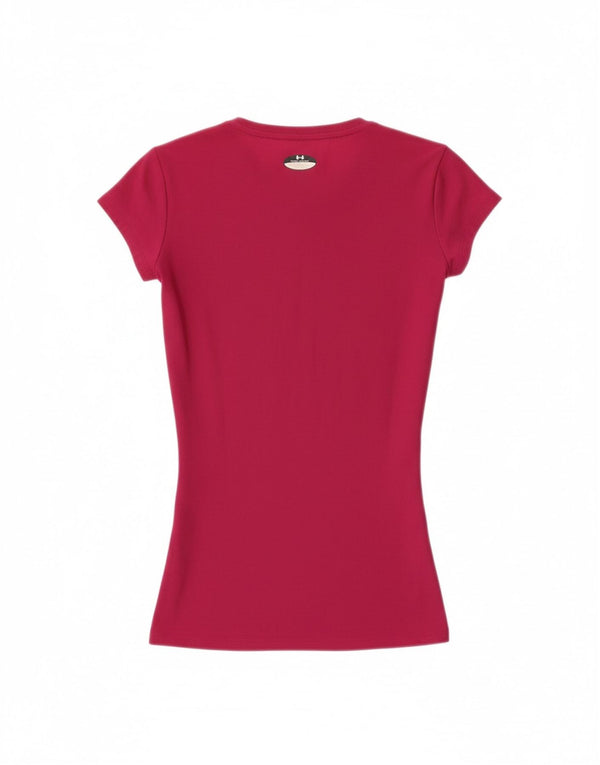 Under Armour Damen T-Shirt Top UK 4 XS Rosa Polyester Sport