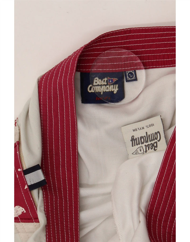 BEST COMPANY Herren-Badeshorts, groß, aus Nylon mit Blumenmuster, Weiß