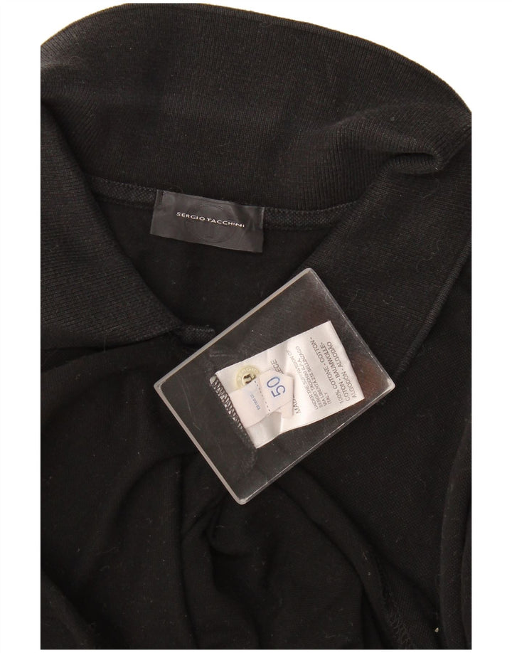Sergio Tacchini Herren Langarm-Poloshirt IT 50 Mittelschwarze Baumwolle