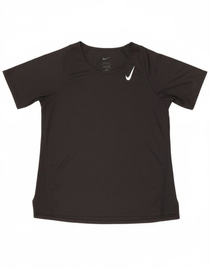 NIKE Womens Dri Fit T-Shirt Top UK 10 Small Black