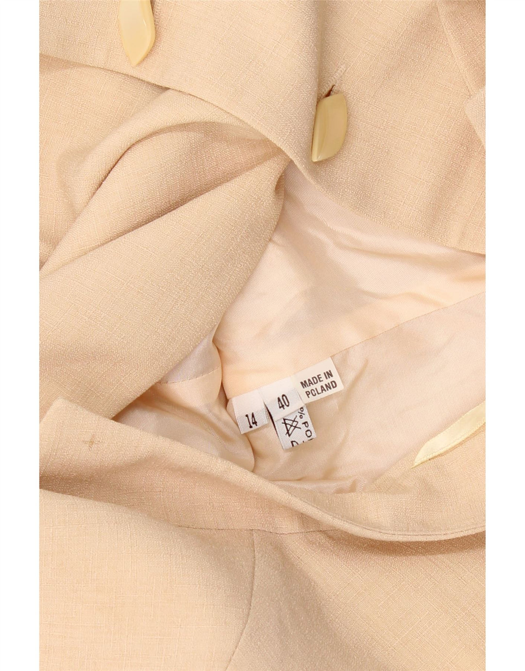VINTAGE Womens Short Sleeve Cardigan Top UK 14 Medium Beige Polyester