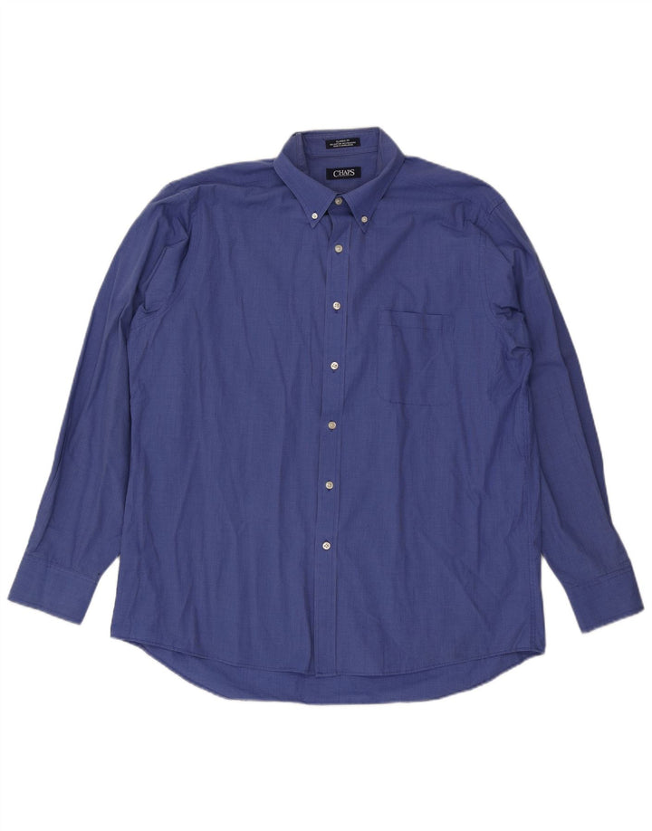 Chaps Herren-Hemd mit klassischer Passform, Größe 17, XL, blaue Hahnentritt-Baumwolle