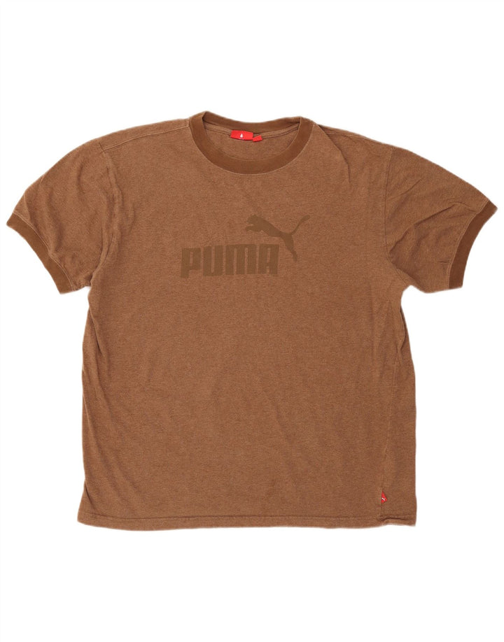 Puma Herren-T-Shirt mit normaler Passform, Grafik, groß, braun, Baumwolle