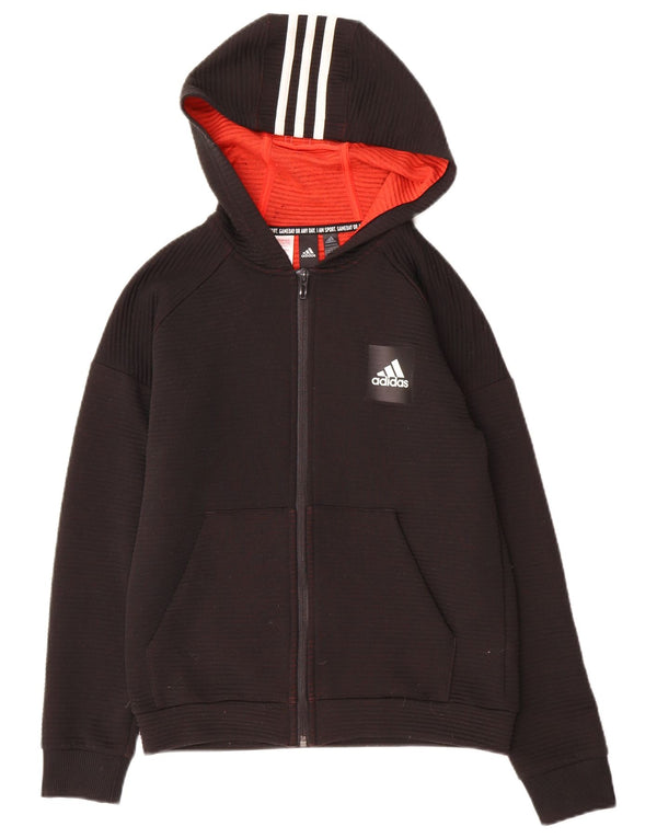 Adidas Jungen-Kapuzenpullover mit Reißverschluss, 11–12 Jahre, schwarzes Polyester