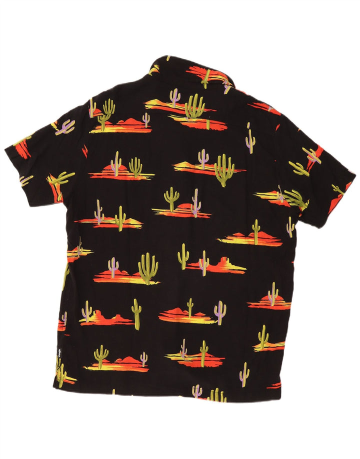 WRANGLER Herren-Hemd, normal, abstraktes Muster, kurzärmlig, Größe L, Schwarz