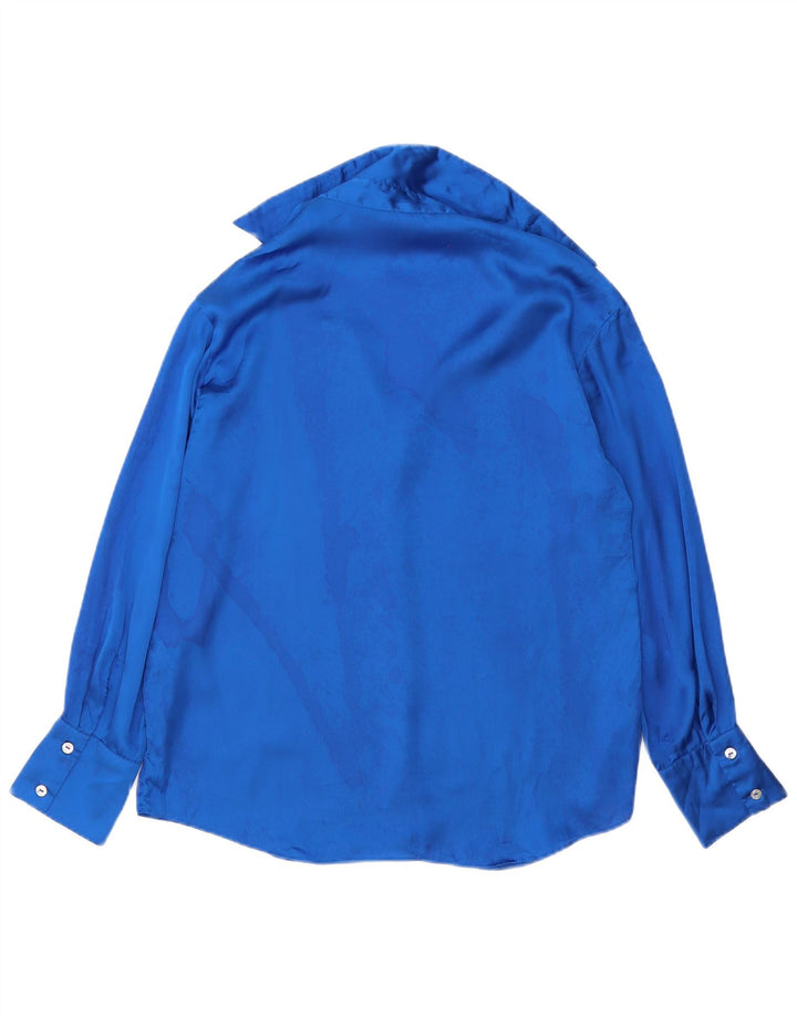 ZARA Damen Hemdbluse UK 14 Mittelblaues Polyester