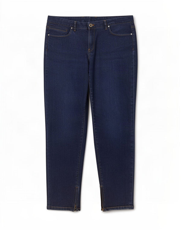 Massimo Dutti Damen Slim Cropped Jeans EU 42 Large W34 L27 Marineblau