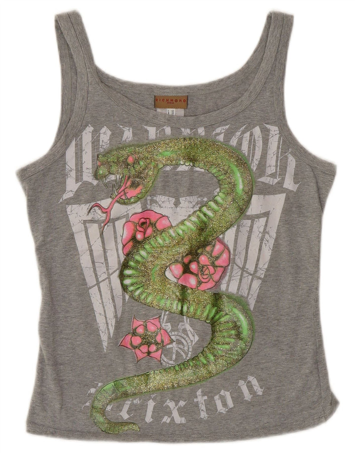 Richmond Damen Crop Graphic Vest Top UK 10 Small Grau
